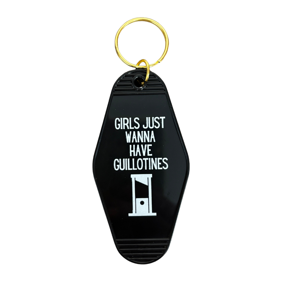 Girls Just Wanna Have Guillotines Motel Style Keychain in Black