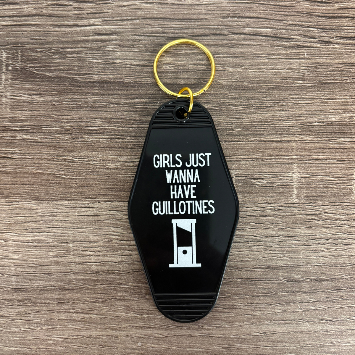 Girls Just Wanna Have Guillotines Motel Style Keychain in Black