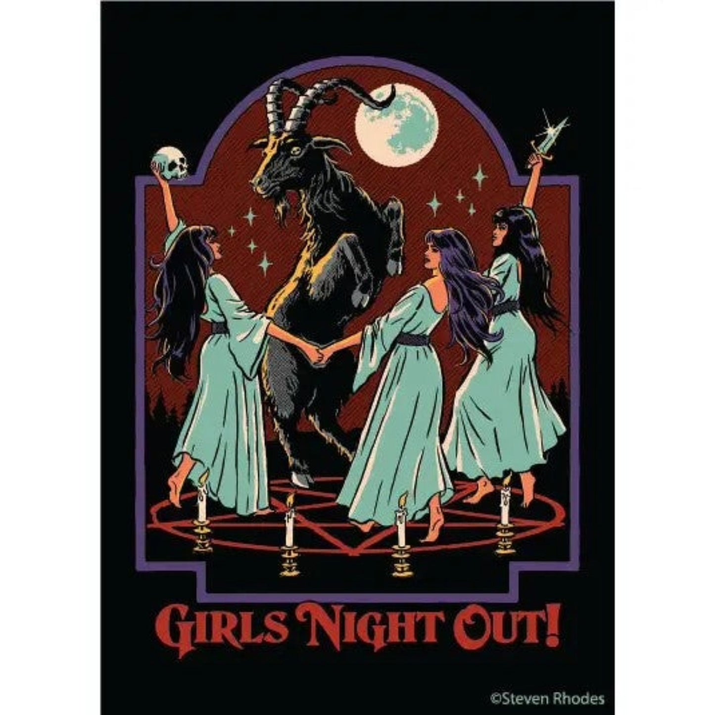 Girls Night Out Rectangular Magnet | Refrigerator Magnetic Surface Decor Art by Steven Rhodes | 2.5" X 3.5"-Ephemera-The Bullish Store