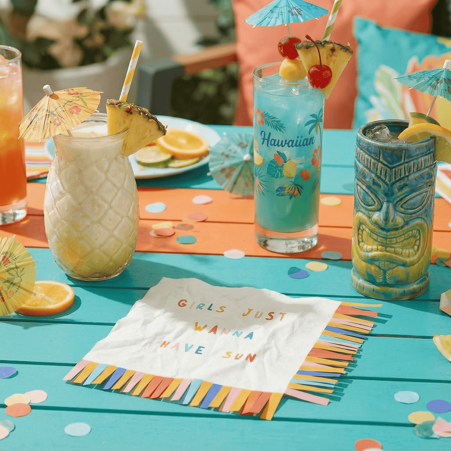 Girls Wanna Have Sun Fringe Beverage Napkins  | Party Cocktail Paper Napkin | 5"