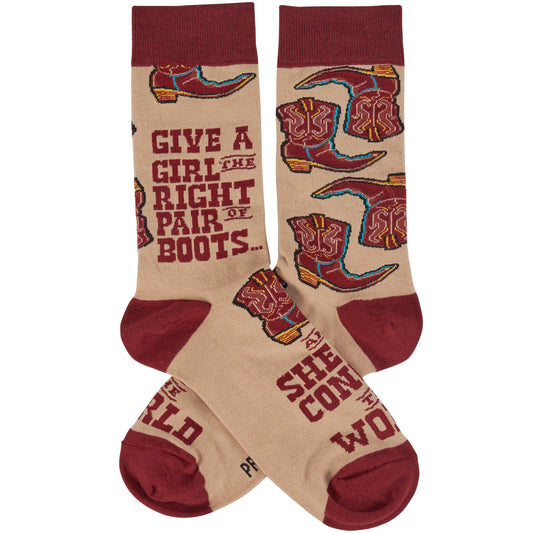 Give A Girl The Right Pair Of Boots Socks | Western Cowgirl-Themed Socks