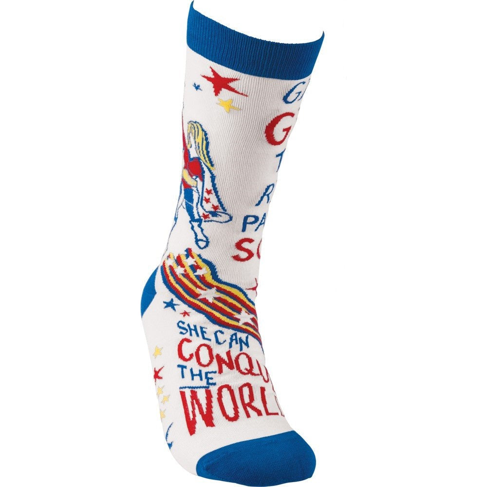 Give A Girl The Right Pair Of Socks She Can Conquer The World Novelty Power Socks