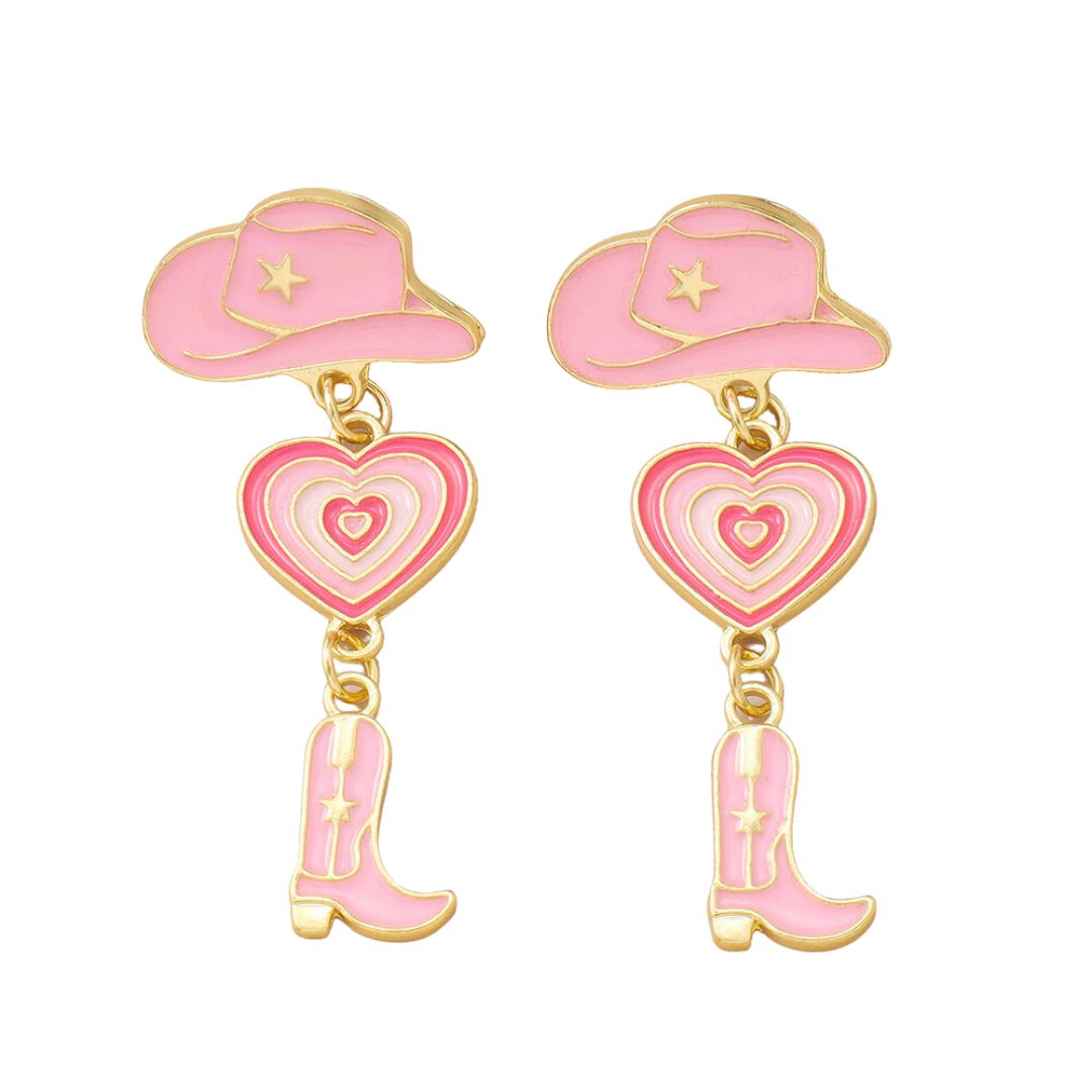 Glamour Cowgirl Boot and Hat Dangle Earrings