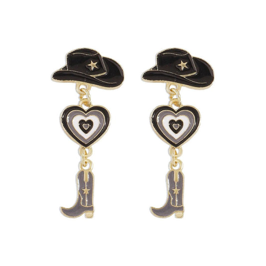 Glamour Cowgirl Boot and Hat Dangle Earrings