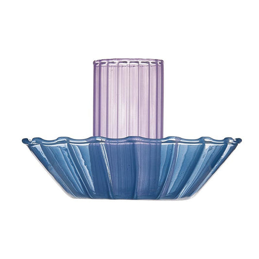 Glass Candle Holder in Blue-Purple | Aesthetic Candle Sticks Holder in Tinted Glass | 3.5"