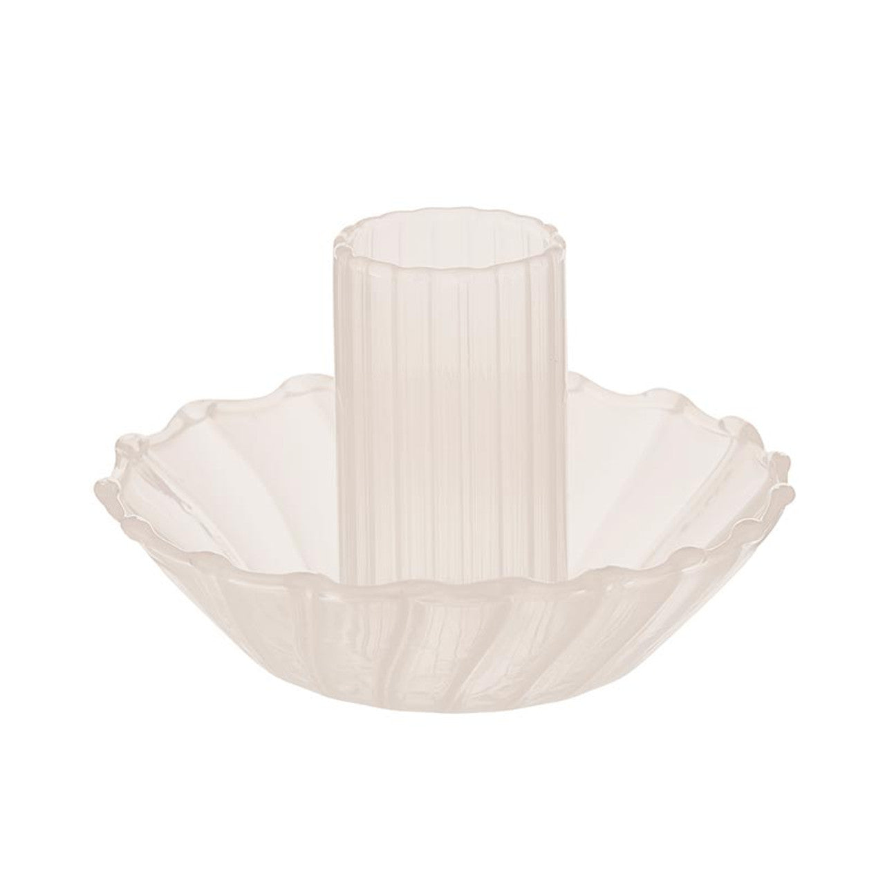 Glass Candle Holder in Cream | Aesthetic Tinted Candle Sticks Glass Taper Candlestick Base