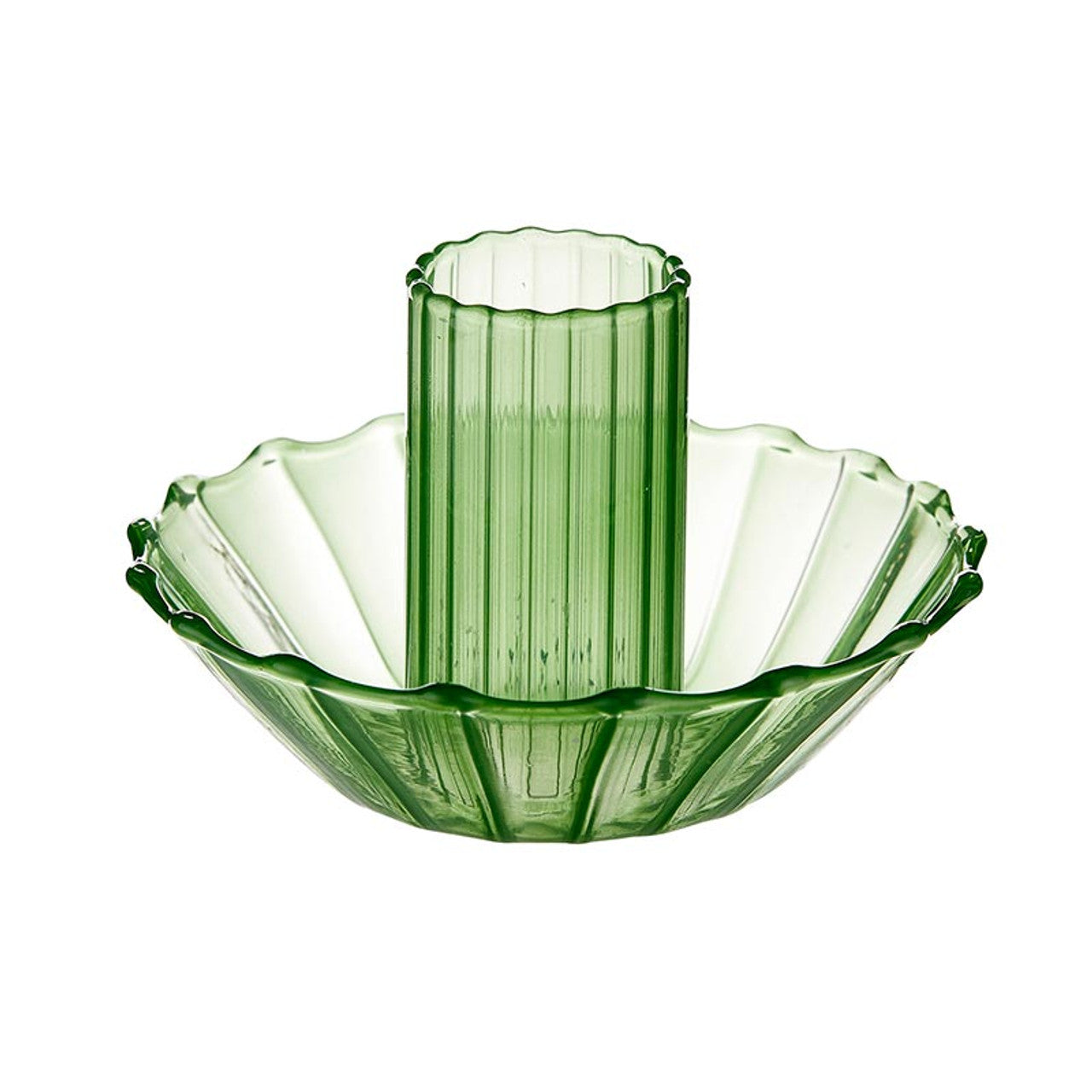 Glass Candle Holder in Green | Aesthetic Tinted Glass Candle Sticks Decorative Candle Holder | 3.5"