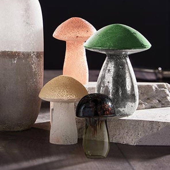 Glass Mushrooms in Set of 4 | Glass Figurines Sculpture for Indoor/Outdoor Decor-Creative Brands-The Bullish Store