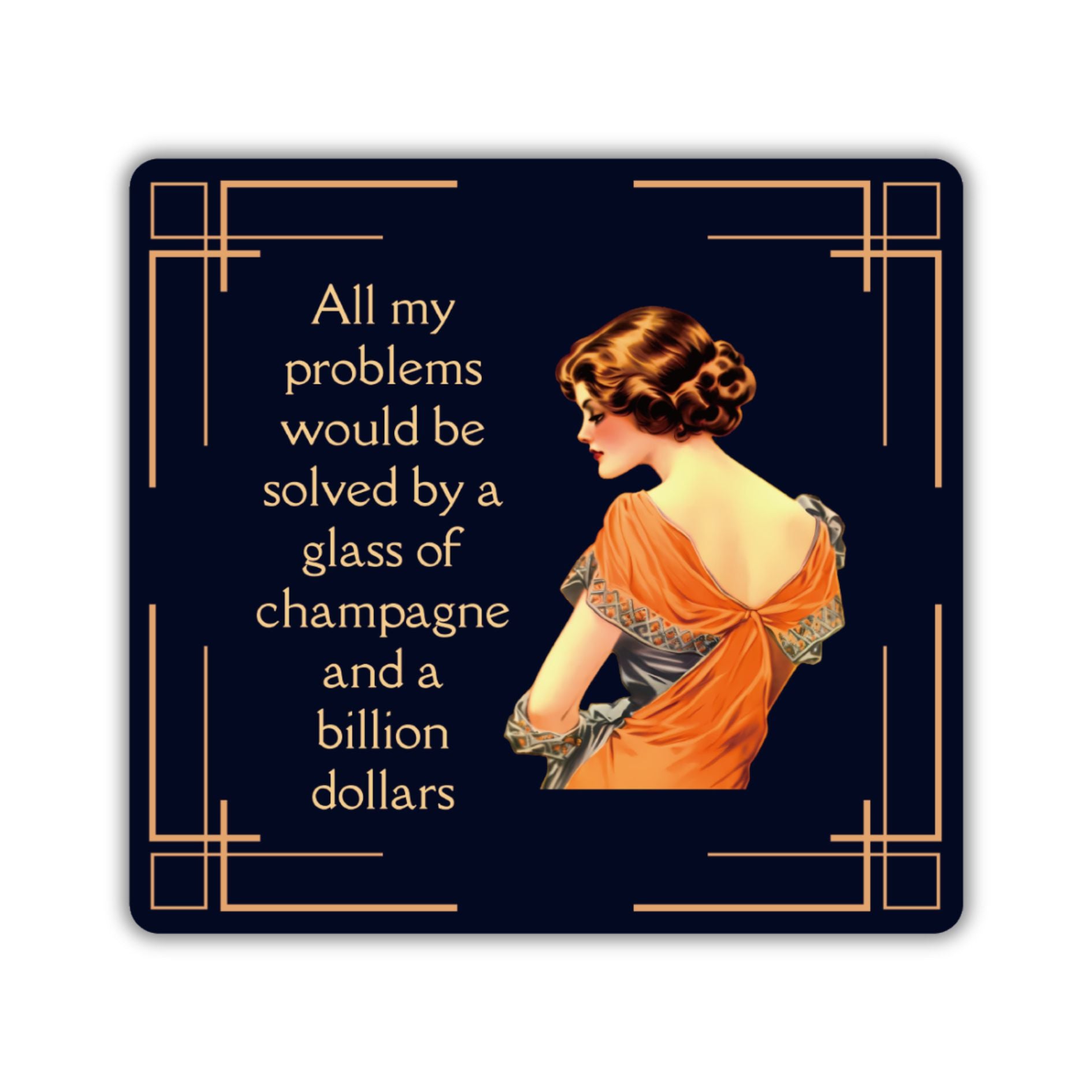 Glass of Champagne and a Billion Dollars Sticker | Vinyl Die Cut Decal