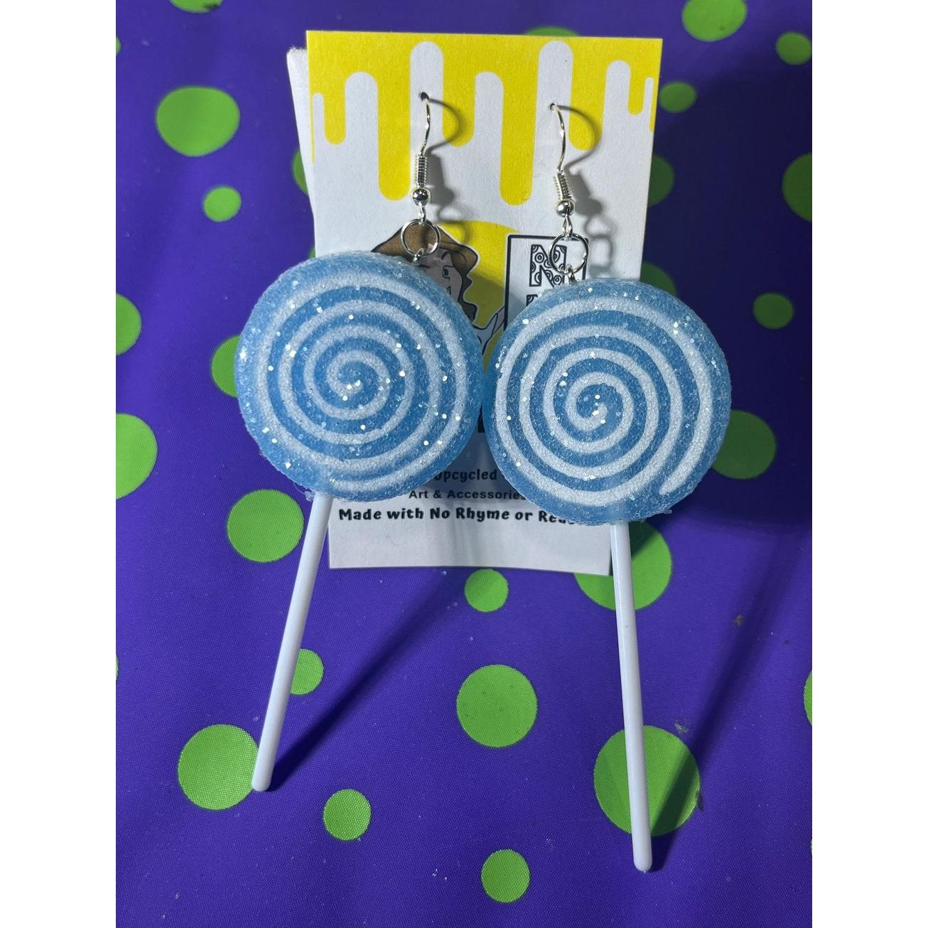 Glitter Lollipop Earrings in Blue | 3-in-1 Convertible Candy Earrings
