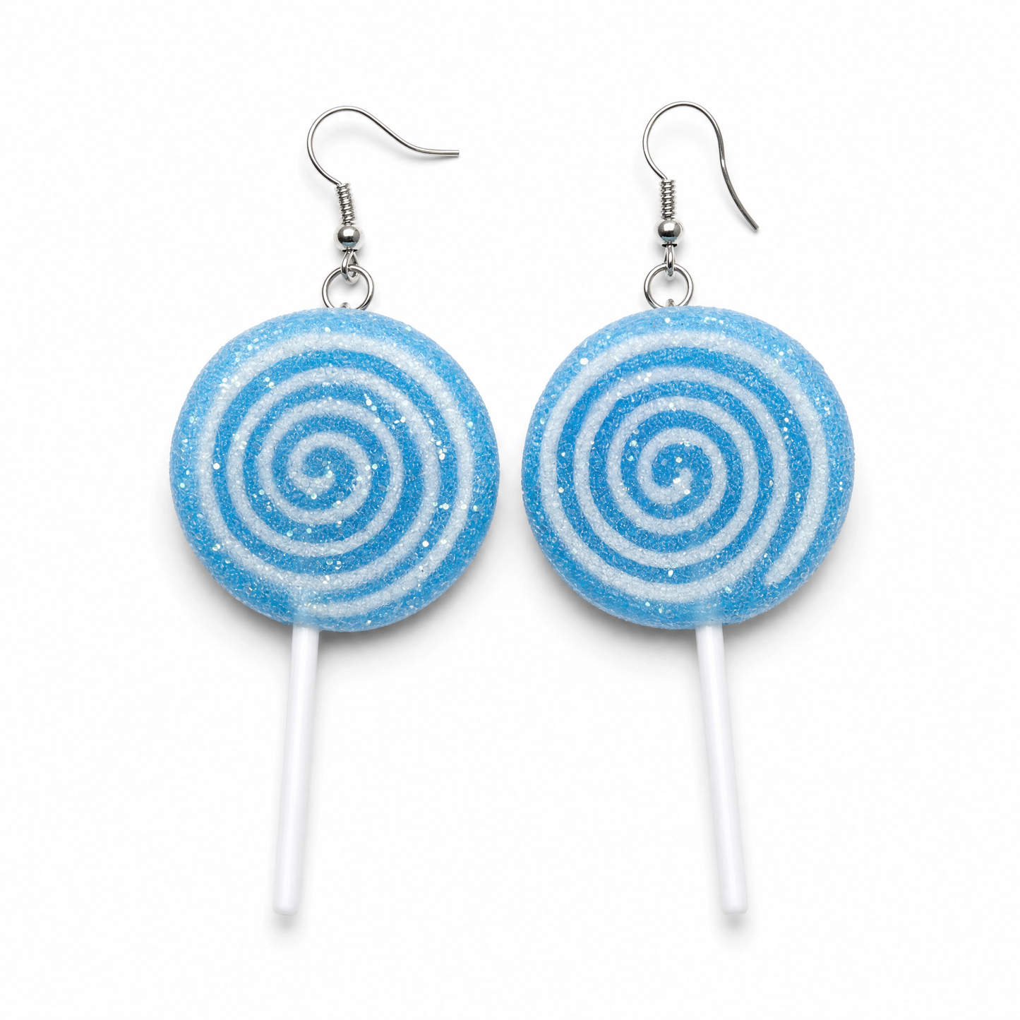 Glitter Lollipop Earrings in Blue | 3-in-1 Convertible Candy Earrings