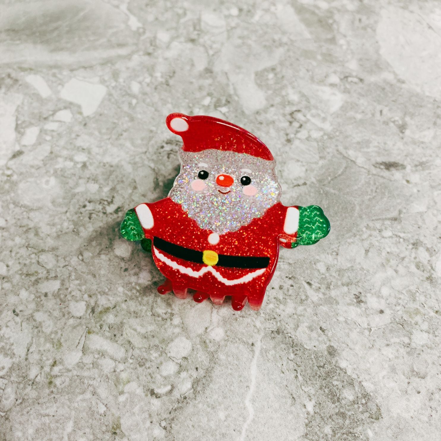 Glitter Santa Velvet Claws Mini Hair Clip | Claw Clip in Velvet Travel Bag