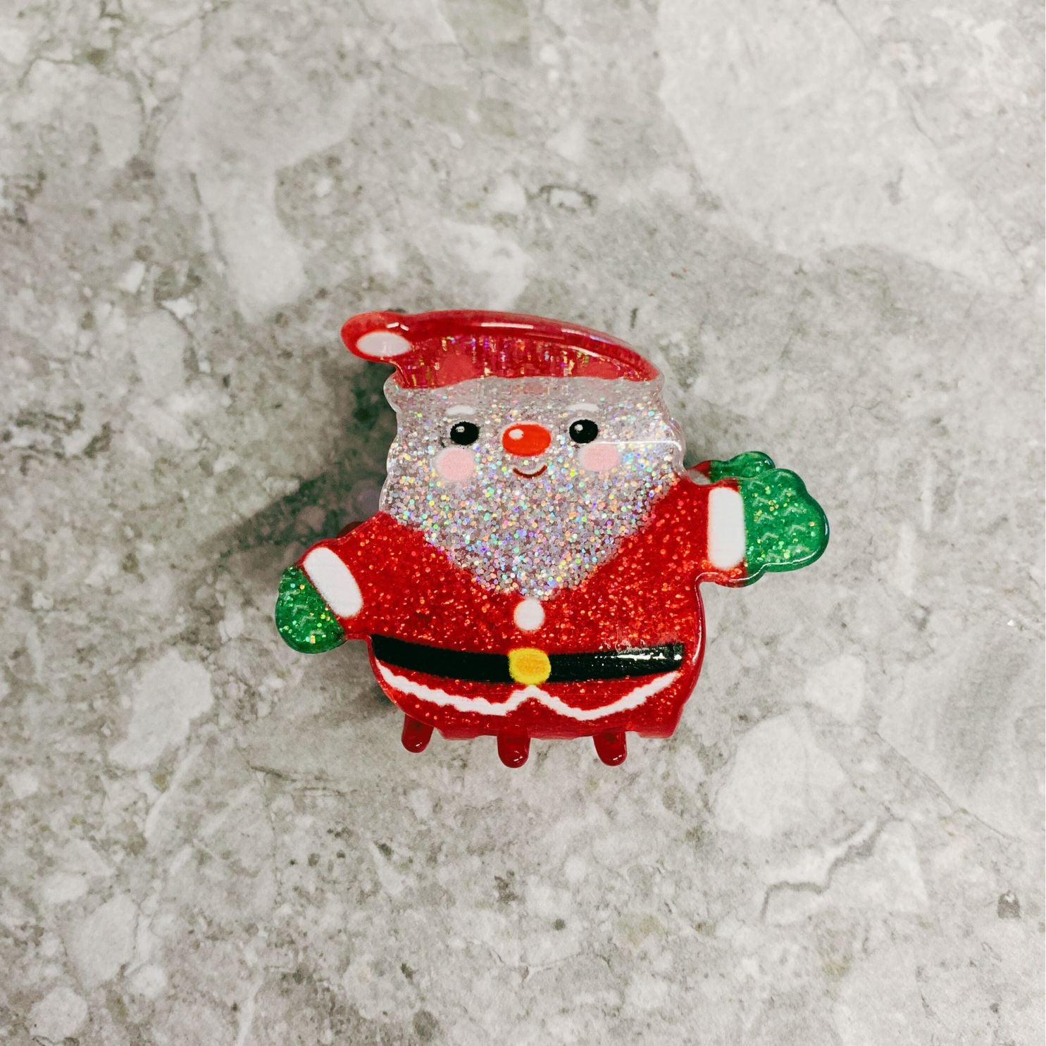 Glitter Santa Velvet Claws Mini Hair Clip | Claw Clip in Velvet Travel Bag