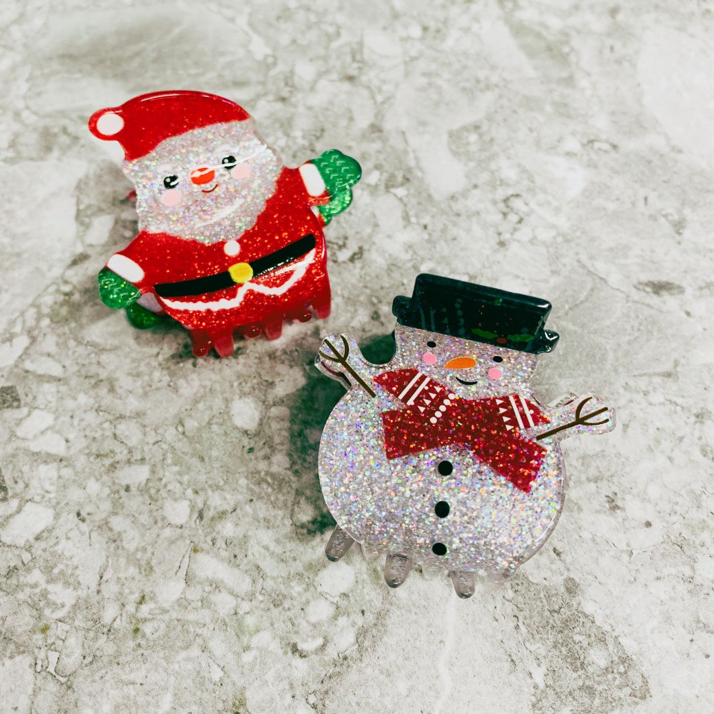 Glitter Santa Velvet Claws Mini Hair Clip | Claw Clip in Velvet Travel Bag