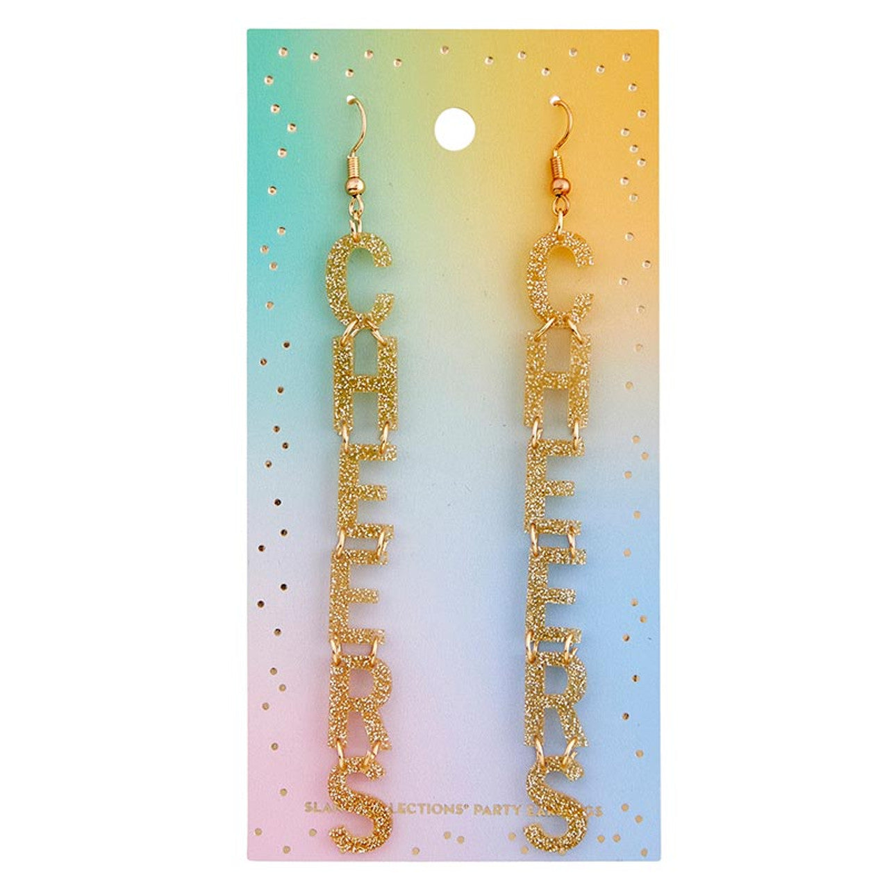 Glittery Cheers Letter Hook Earrings | Dangle Acrylic Novelty Jewelry