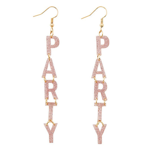 Glittery Party Letter Hook Earrings | Dangle Acrylic Fashion Jewelry