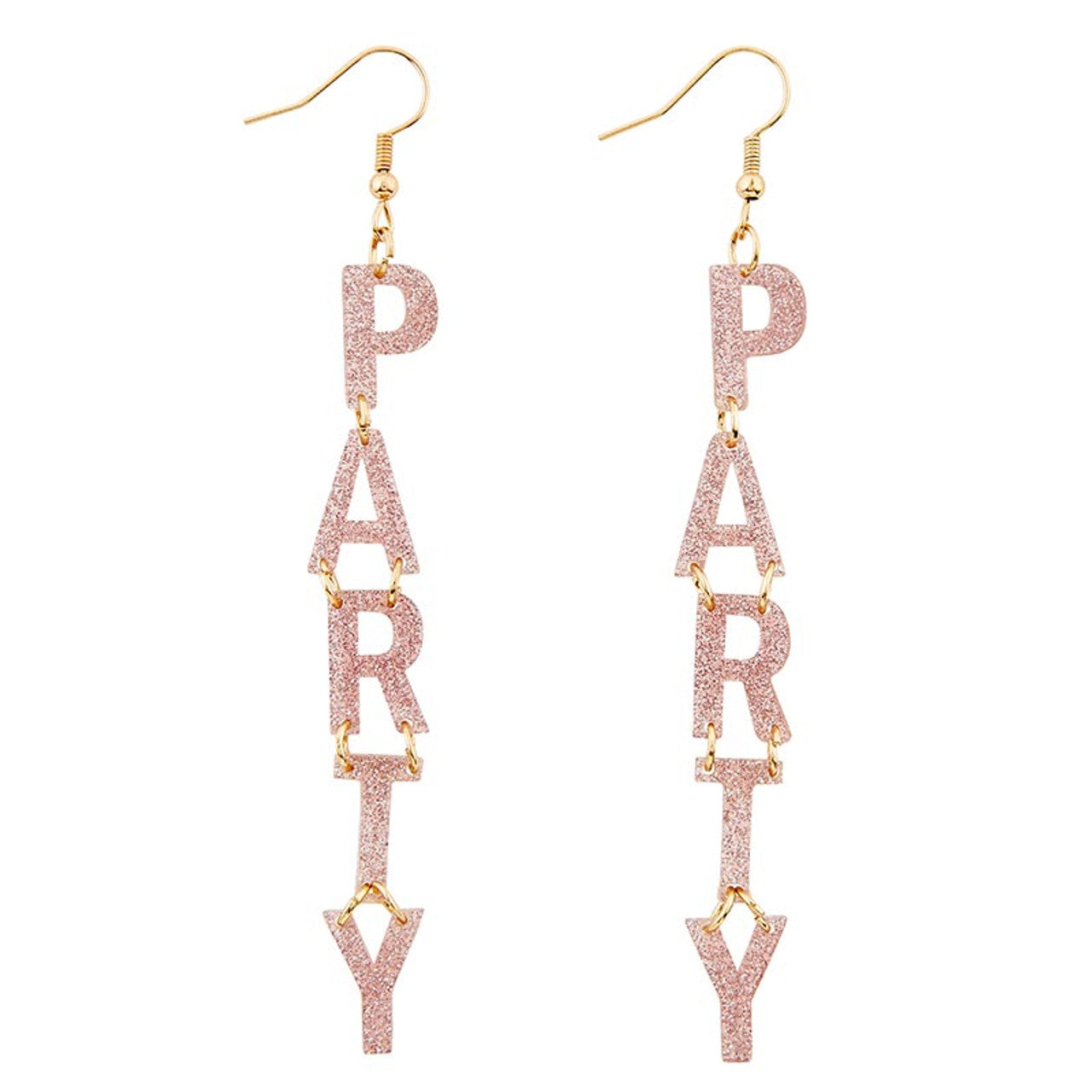 Glittery Party Letter Hook Earrings | Dangle Acrylic Fashion Jewelry