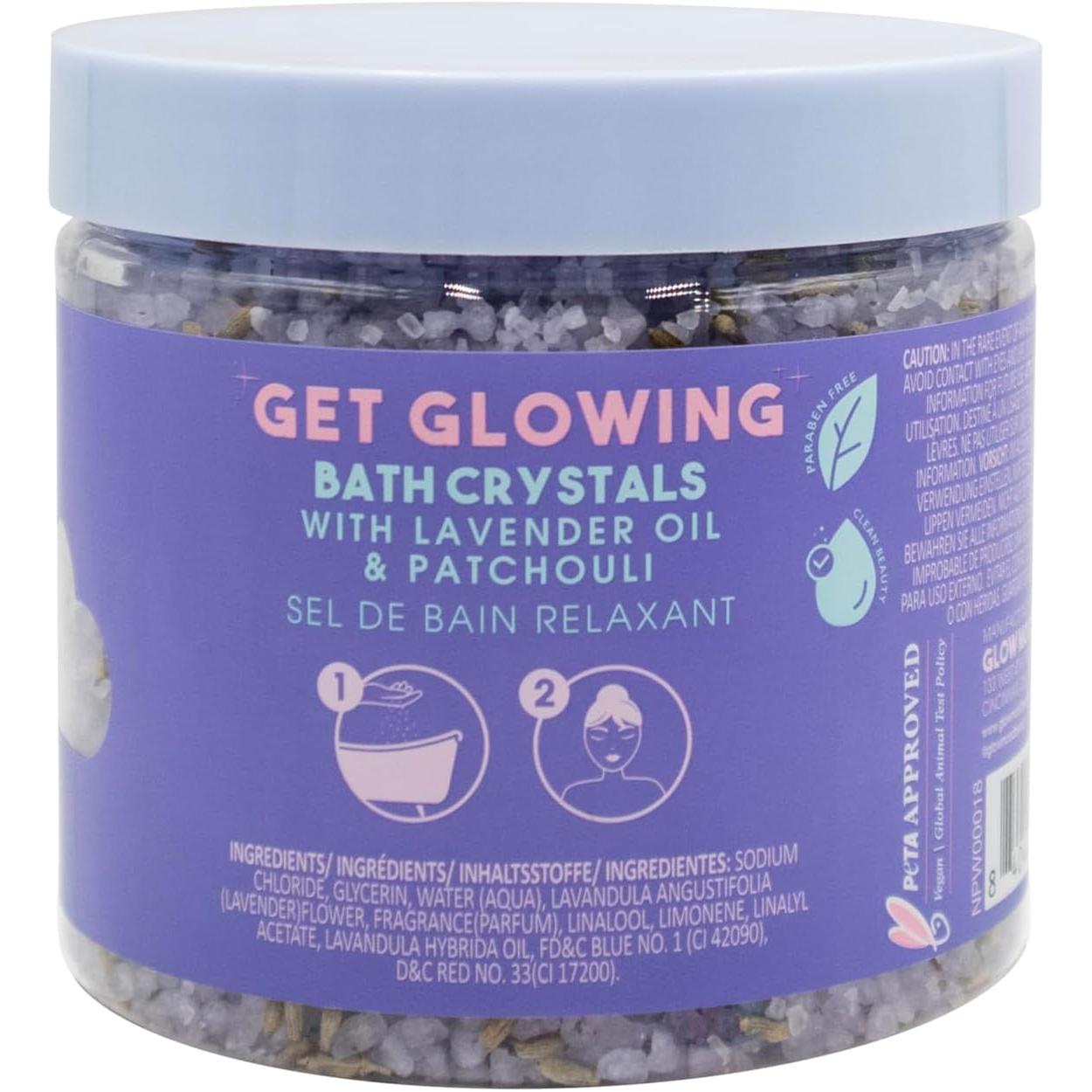 Glow Mood Night Soothing Bath Crystals | Lavender and Patchouli Giftable Bath Salts