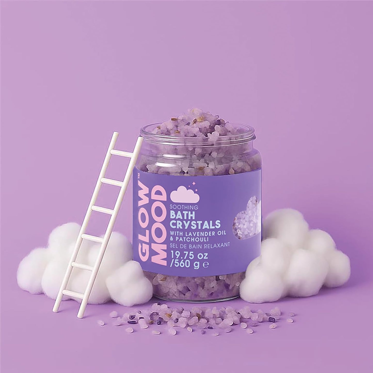 Glow Mood Night Soothing Bath Crystals | Lavender and Patchouli Giftable Bath Salts