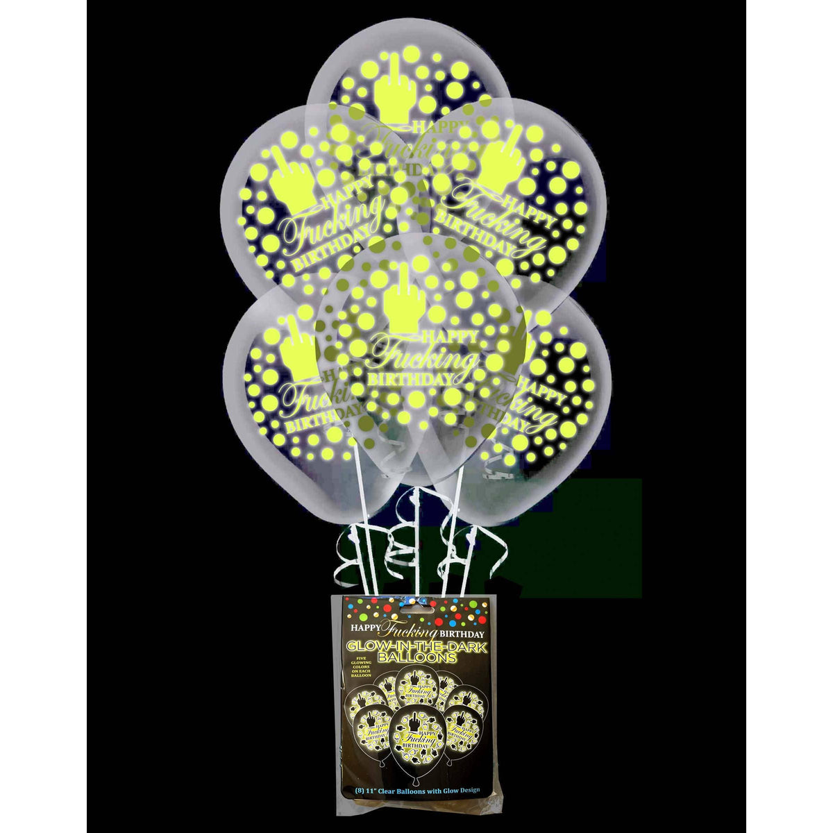 Glow-in-the-Dark Happy Fucking Birthday Balloons | 8-Pack