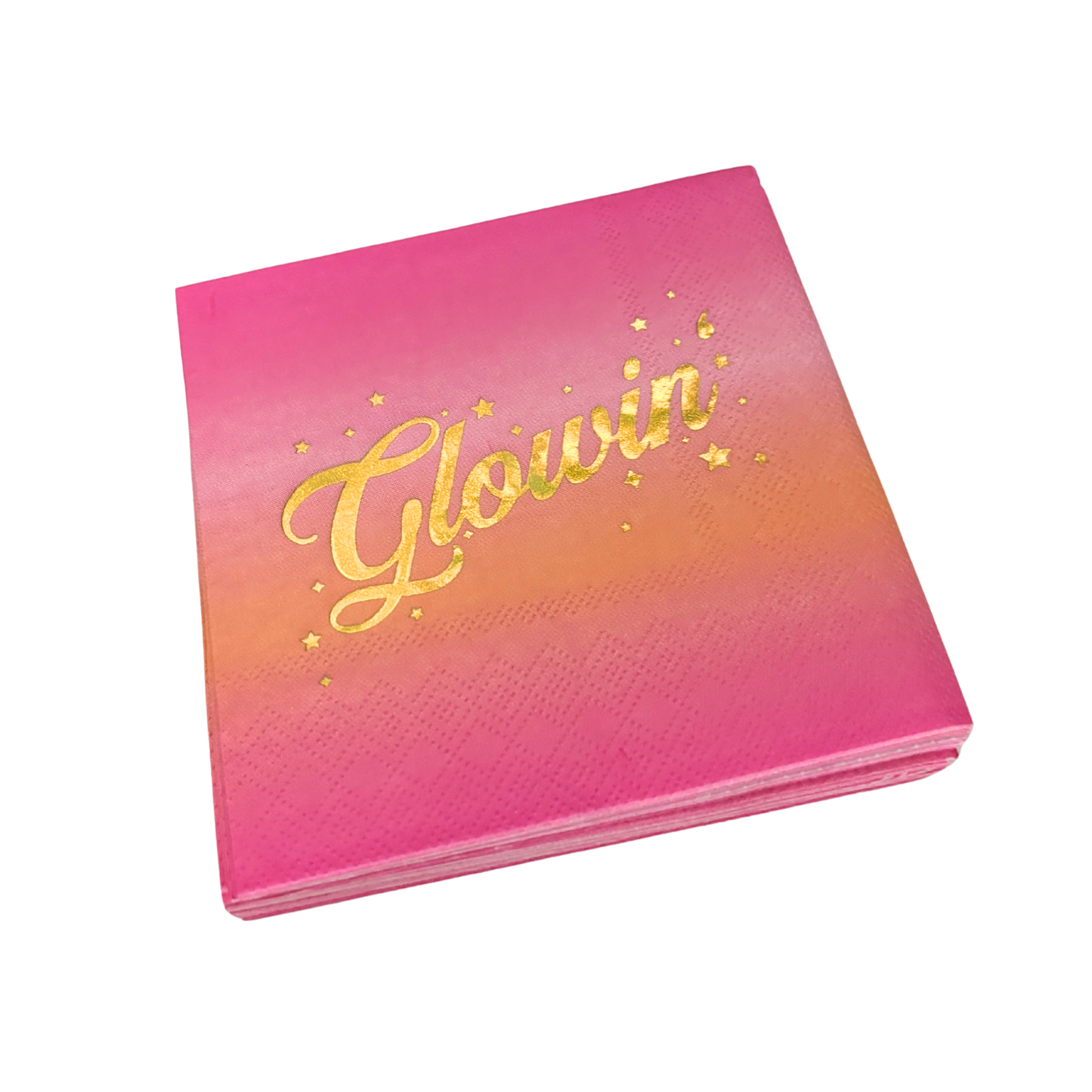 Glowin' Foil Beverage Napkins | Cocktail Paper Party Napkin | 5" Square