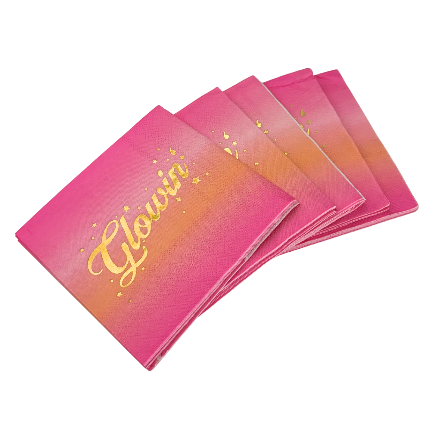 Glowin' Foil Beverage Napkins | Cocktail Paper Party Napkin | 5" Square