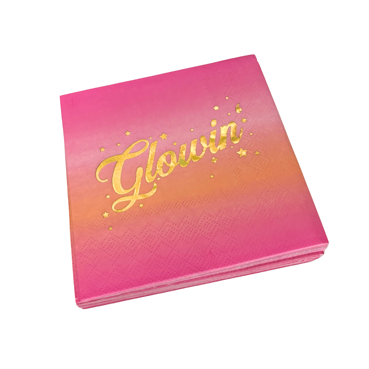 Glowin' Foil Beverage Napkins | Cocktail Paper Party Napkin | 5" Square