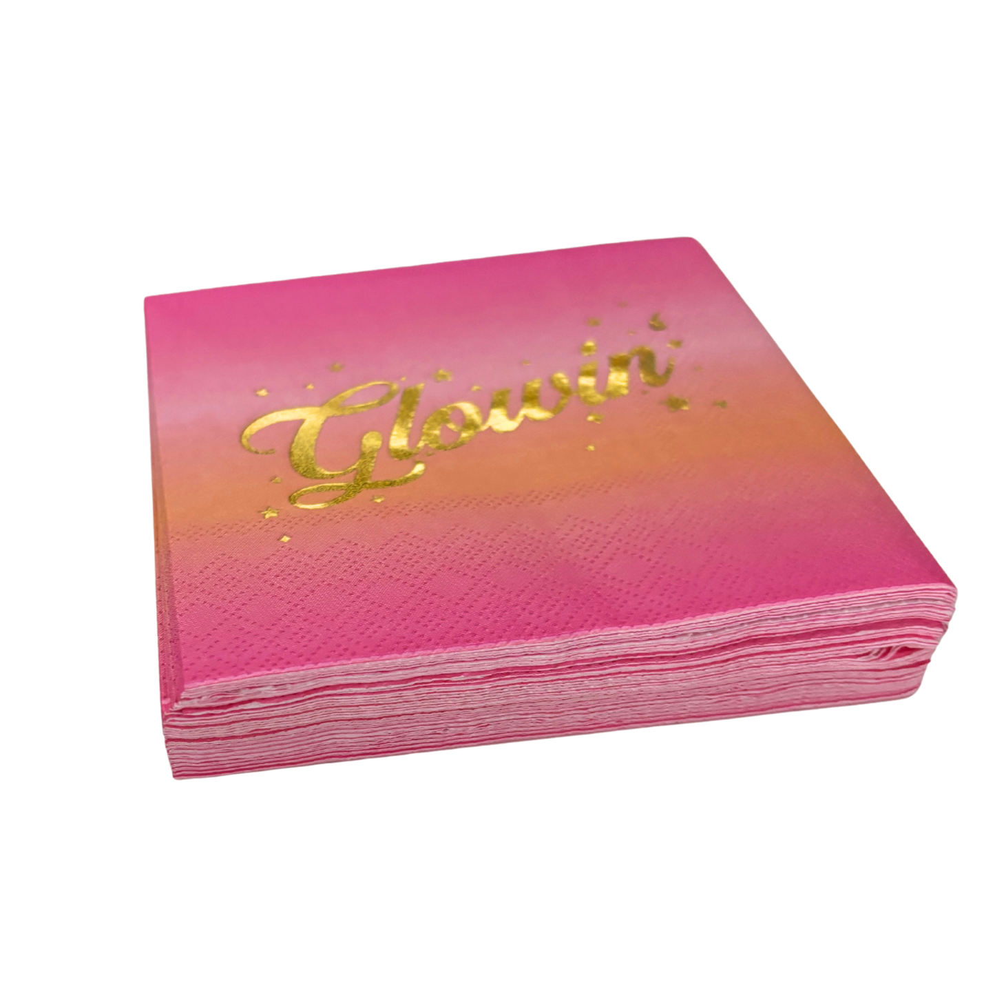Glowin' Foil Beverage Napkins | Cocktail Paper Party Napkin | 5" Square
