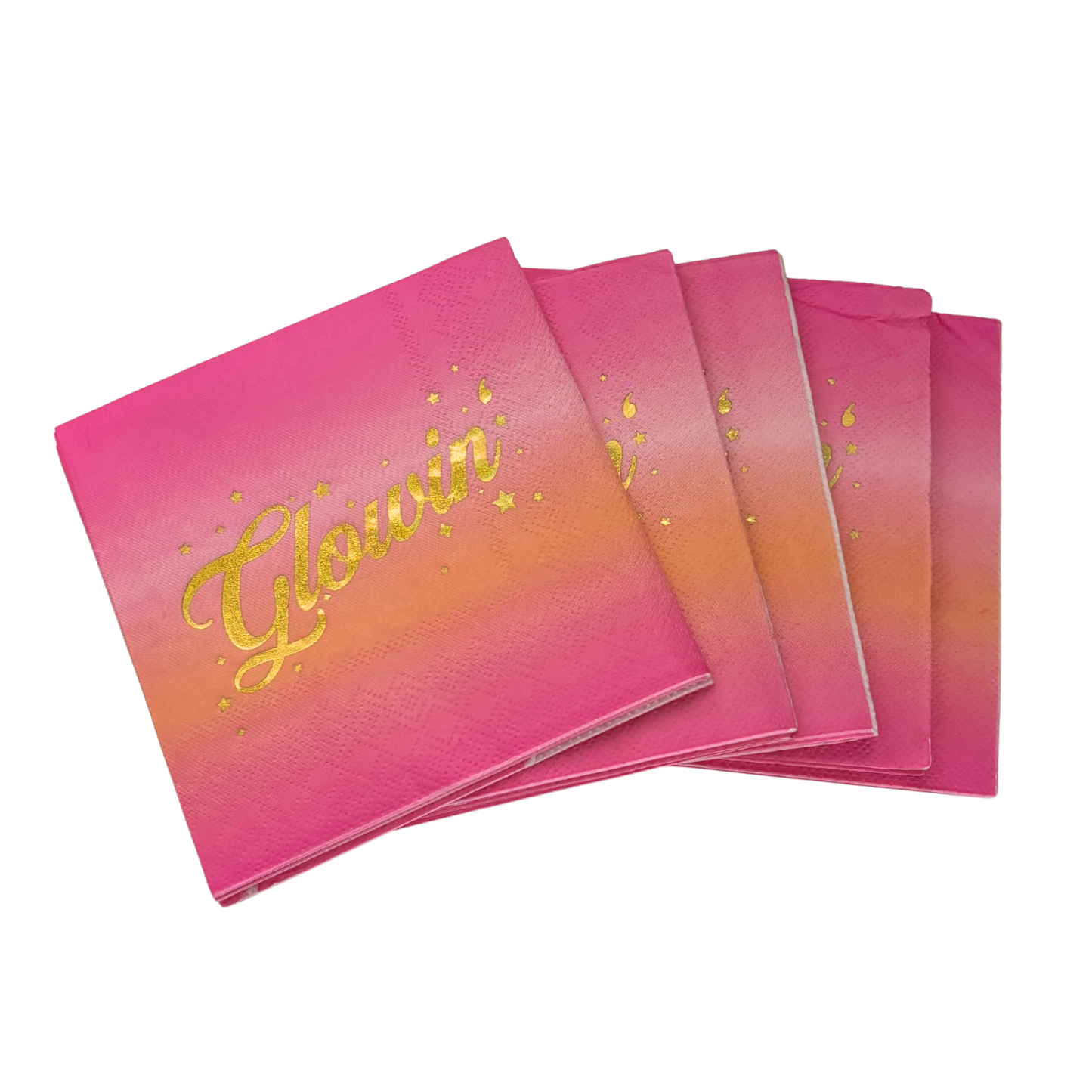 Glowin' Foil Beverage Napkins | Cocktail Paper Party Napkin | 5" Square