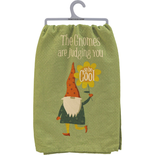 Gnomes Are Judging You So Be Cool Kitchen Towel | Novelty Tea Towel | Cute Hand Towel | 28" x 28"