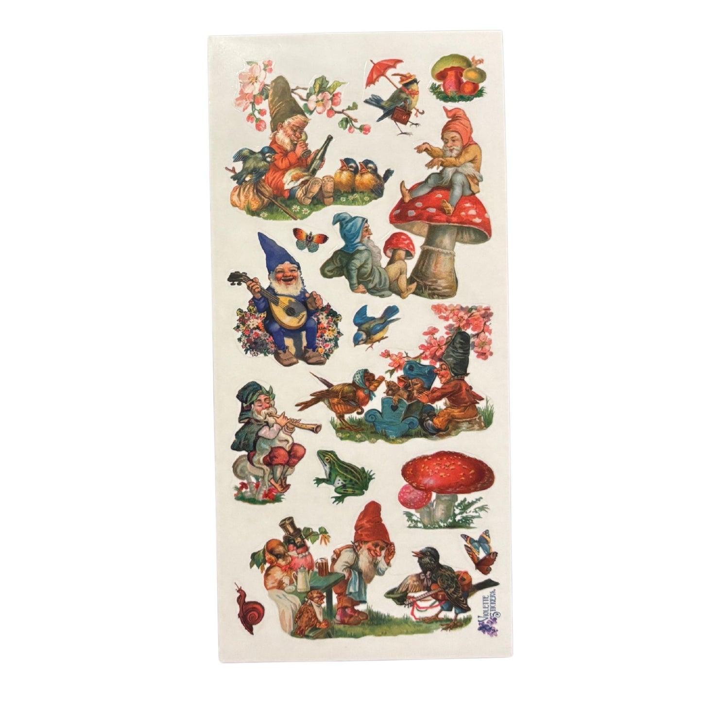 Gnomes and Red Mushrooms Clear Stickers | 4" x 8" | 2 Sheets