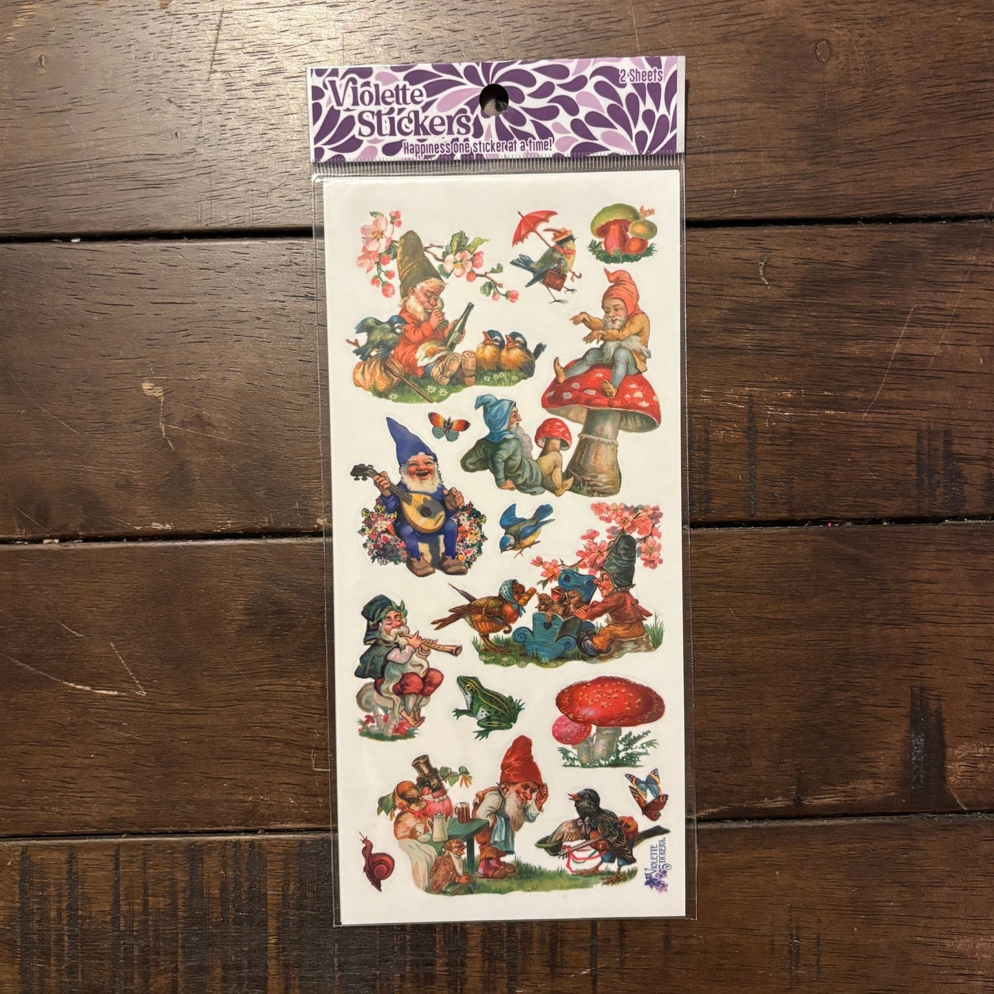 Gnomes and Red Mushrooms Clear Stickers | 4" x 8" | 2 Sheets