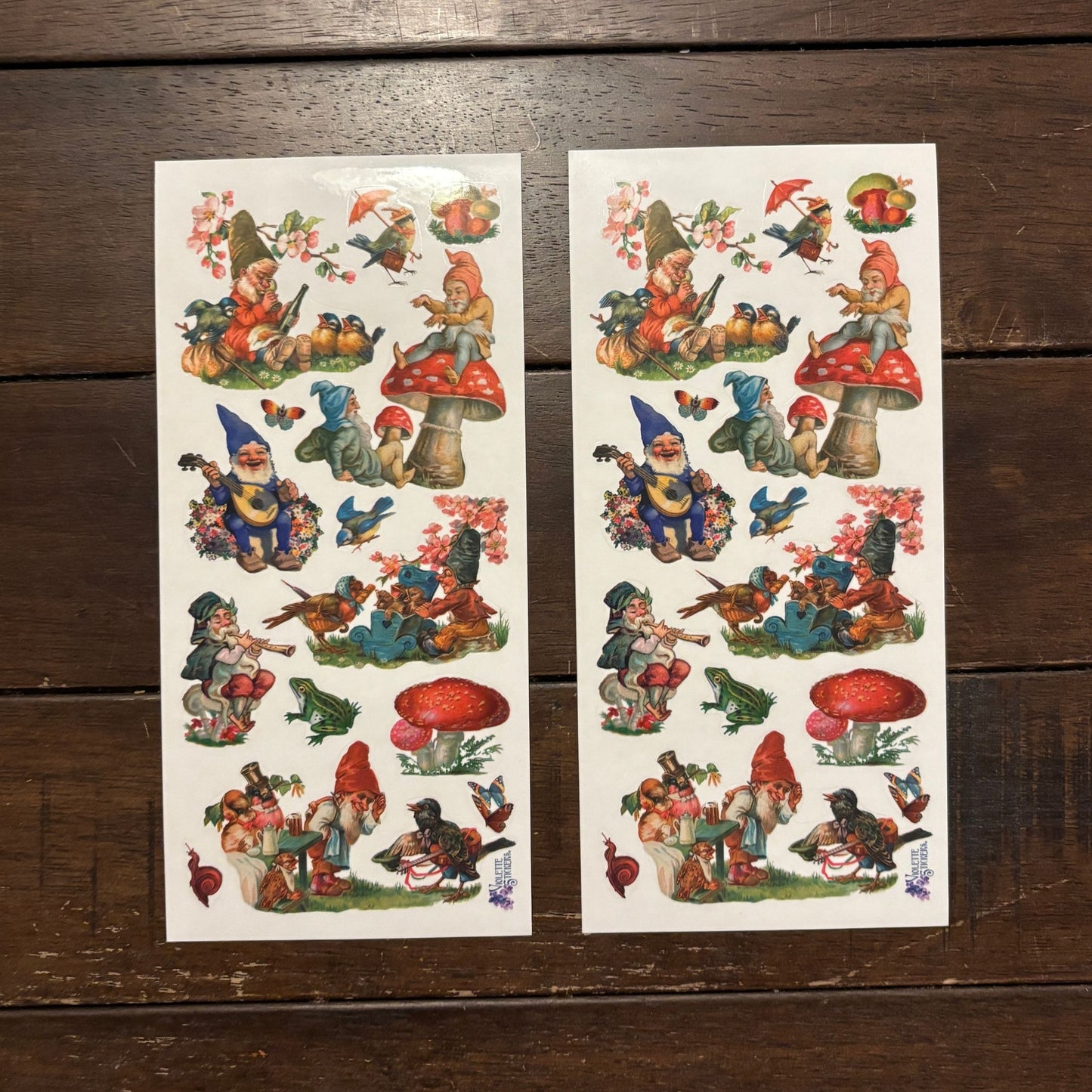 Gnomes and Red Mushrooms Clear Stickers | 4" x 8" | 2 Sheets