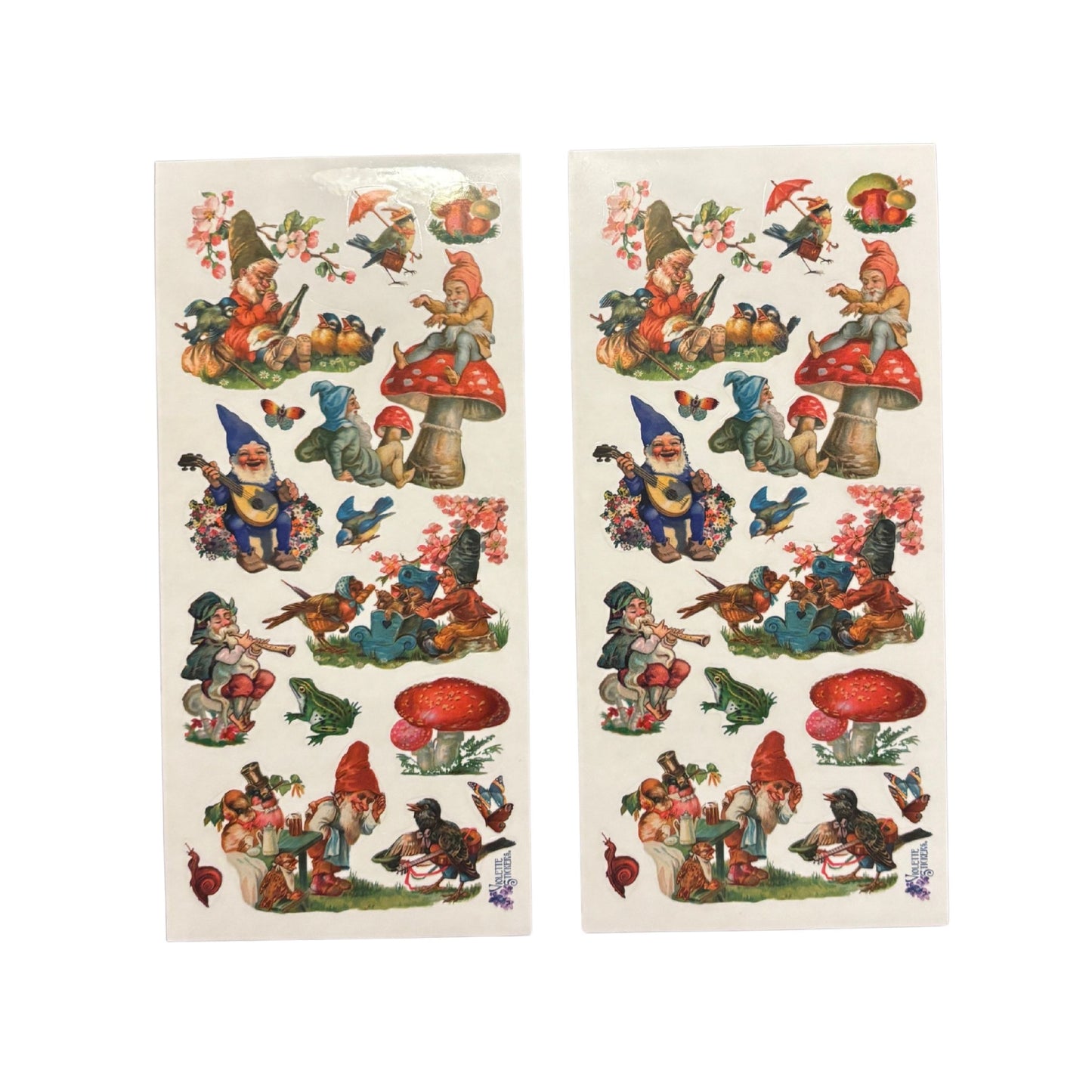 Gnomes and Red Mushrooms Clear Stickers | 4" x 8" | 2 Sheets