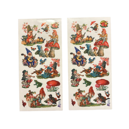 Gnomes and Red Mushrooms Clear Stickers | 4" x 8" | 2 Sheets-Violette Stickers-The Bullish Store