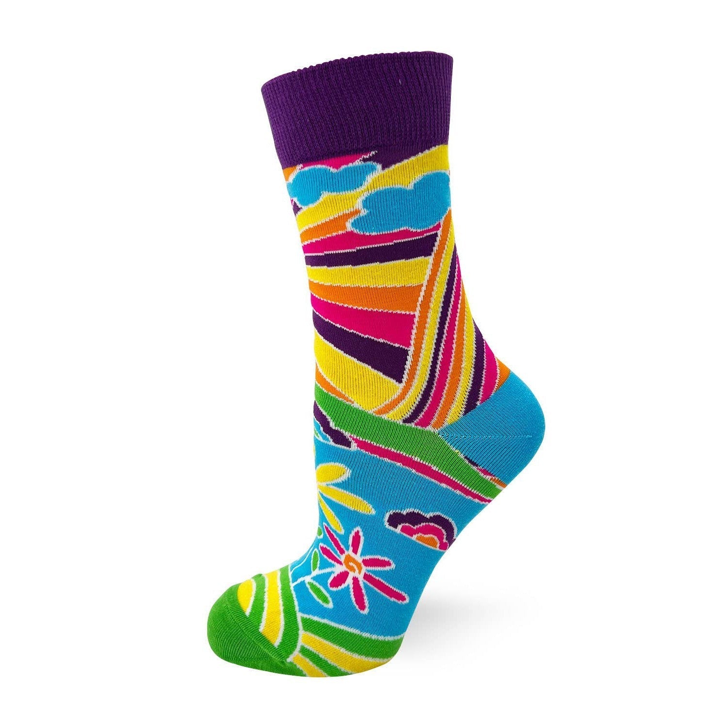 Go To Hell Ladies' Crew Socks in Groovy Rainbow | Women's Novelty Colorful Socks
