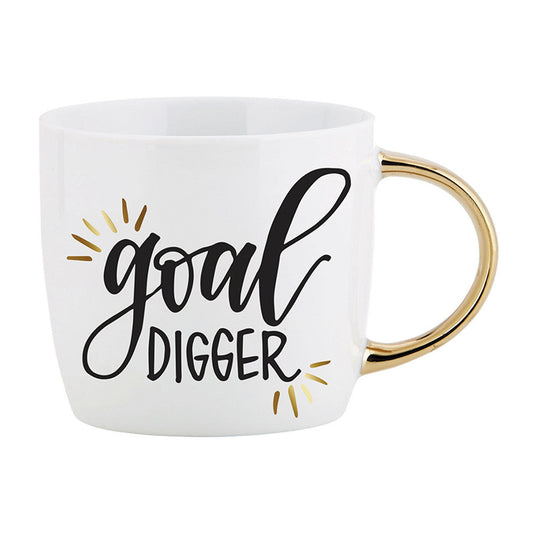 Goal Digger Mug | Gold Handle Coffee Mug | 14 oz.