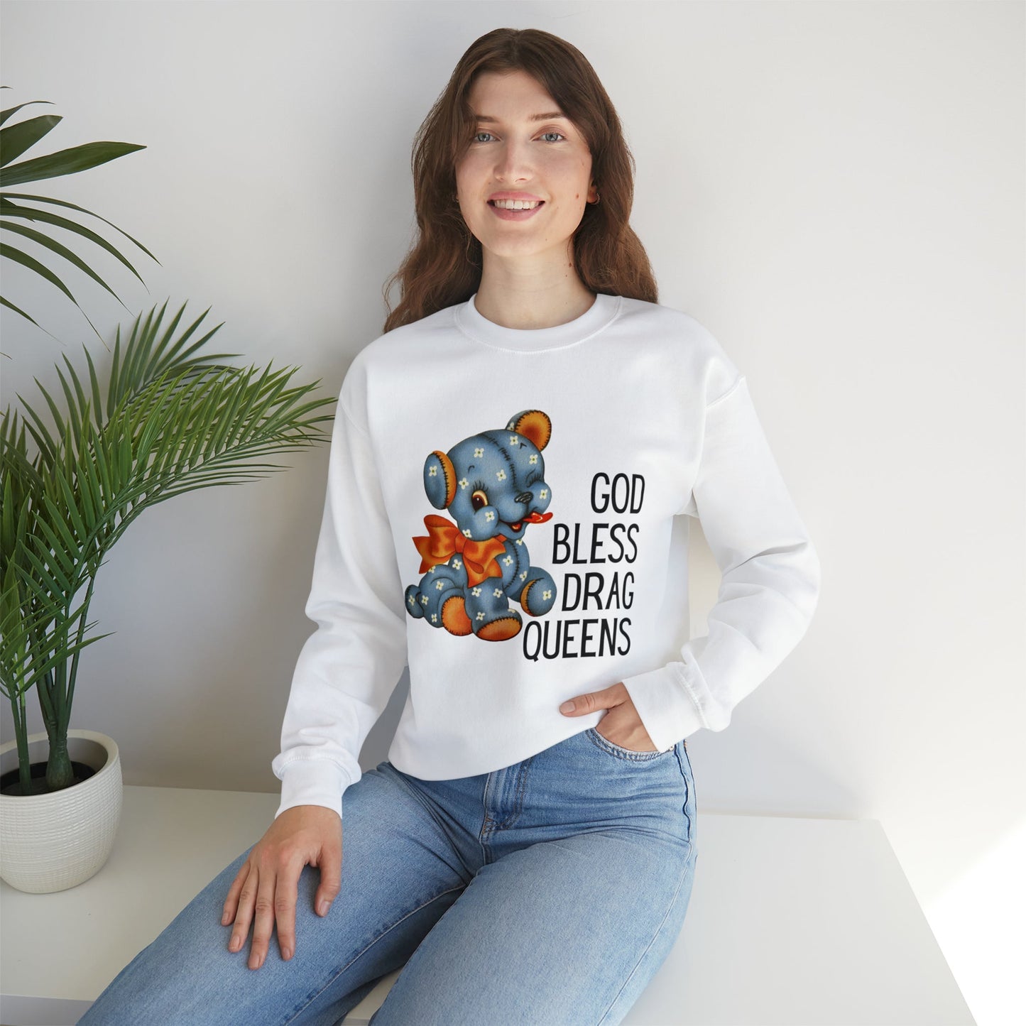 God Bless Drag Queens Unisex Heavy Blend™ Crewneck Sweatshirt Sizes SM-5XL | Plus Size Available