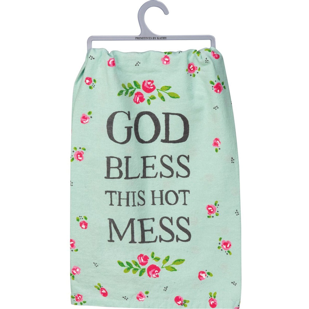 God Bless This Hot Mess Bright Multicolored Funny Snarky Dish Cloth Towel / Novelty Silly Tea Towels / Cute Hilarious Farmhouse Kitchen Hand Towel