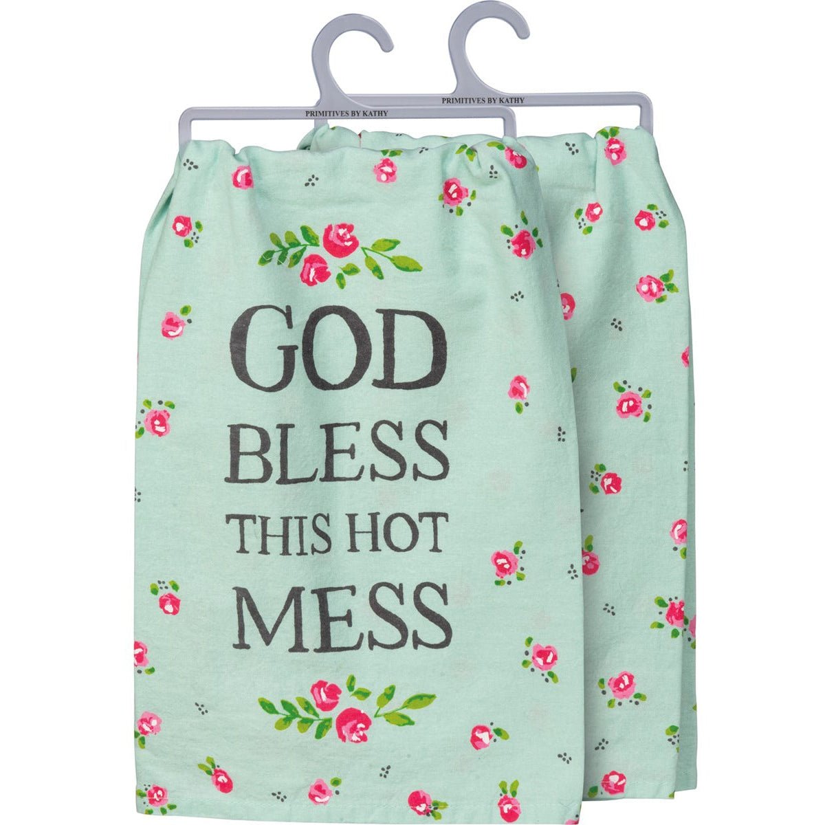 God Bless This Hot Mess Bright Multicolored Funny Snarky Dish Cloth Towel / Novelty Silly Tea Towels / Cute Hilarious Farmhouse Kitchen Hand Towel