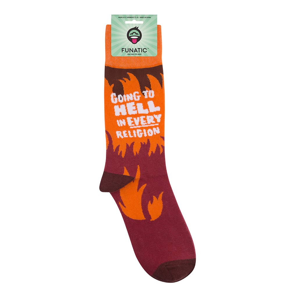 Going To Hell In Every Religion Socks | Fire Flames Unisex Funny Socks