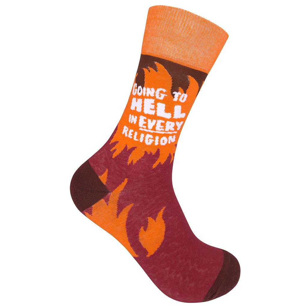 Going To Hell In Every Religion Socks | Fire Flames Unisex Funny Socks