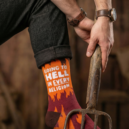 Going To Hell In Every Religion Socks | Fire Flames Unisex Funny Socks