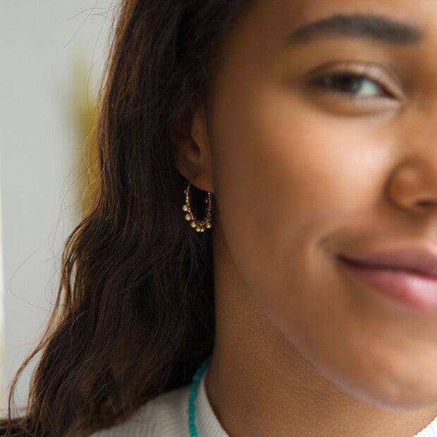 Sasha Multi Coloured Jade Beaded Hoop Earrings