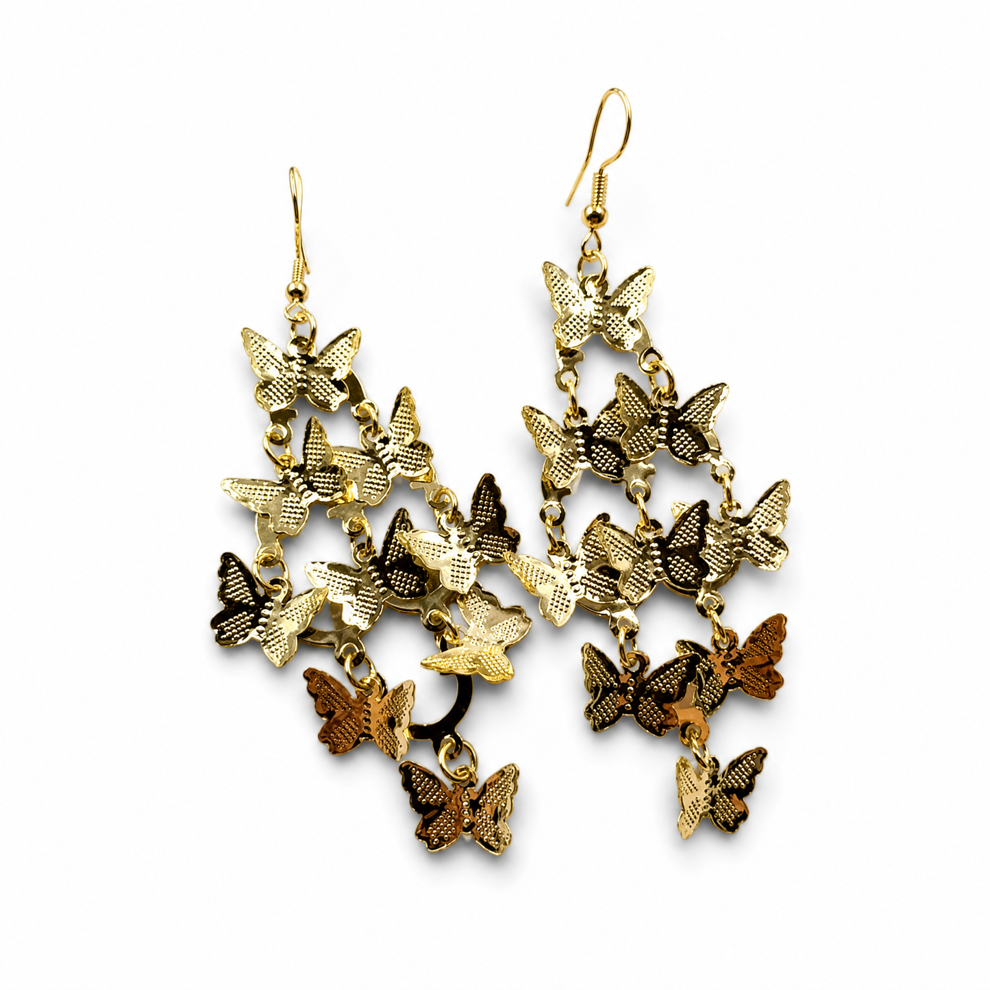 Gold Butterfly Flurry Fringe Earrings | Statement Dangle Earrings
