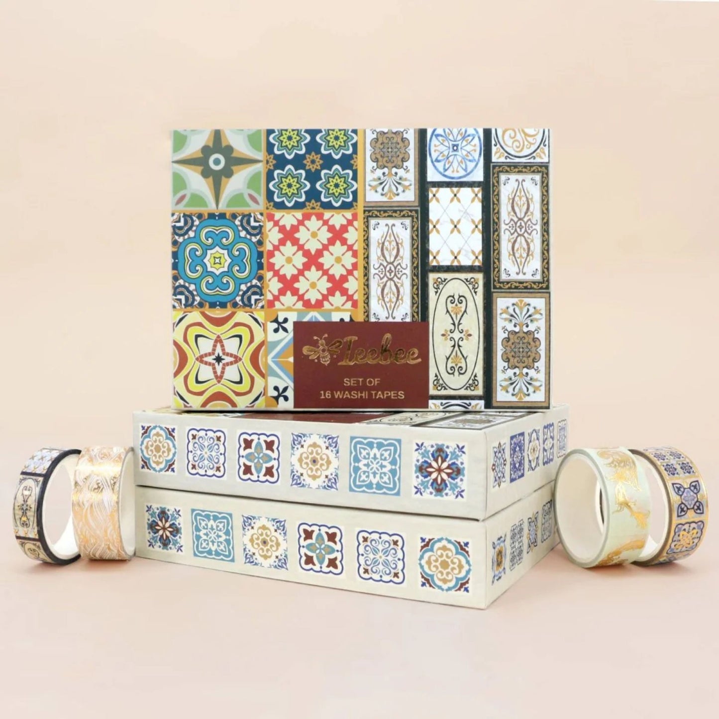 Gold Elegance Washi Tape Set | 16 Rolls Luxury Gold Foil Tapes for Journals, Planners & Scrapbooking