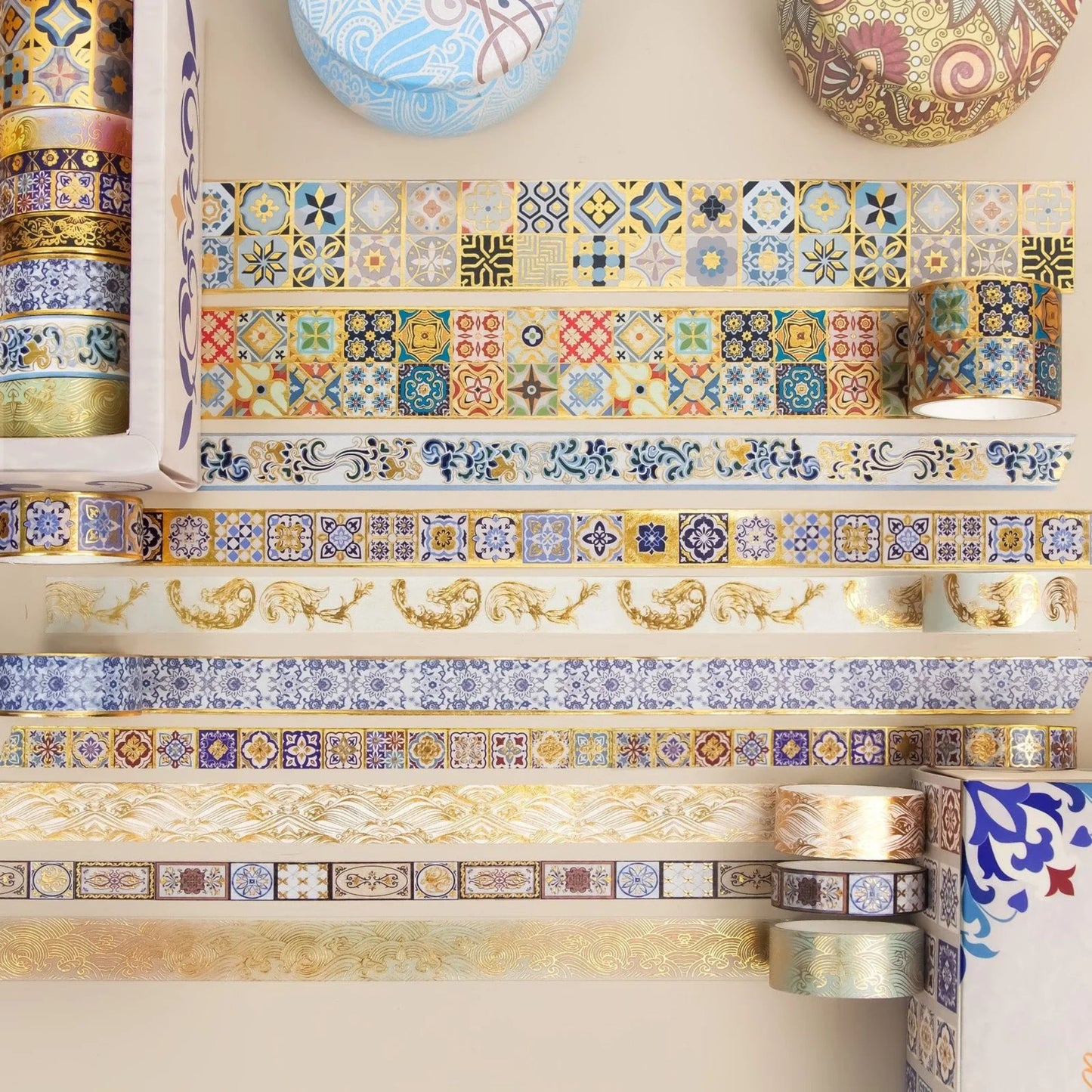 Gold Elegance Washi Tape Set | 16 Rolls Luxury Gold Foil Tapes for Journals, Planners & Scrapbooking