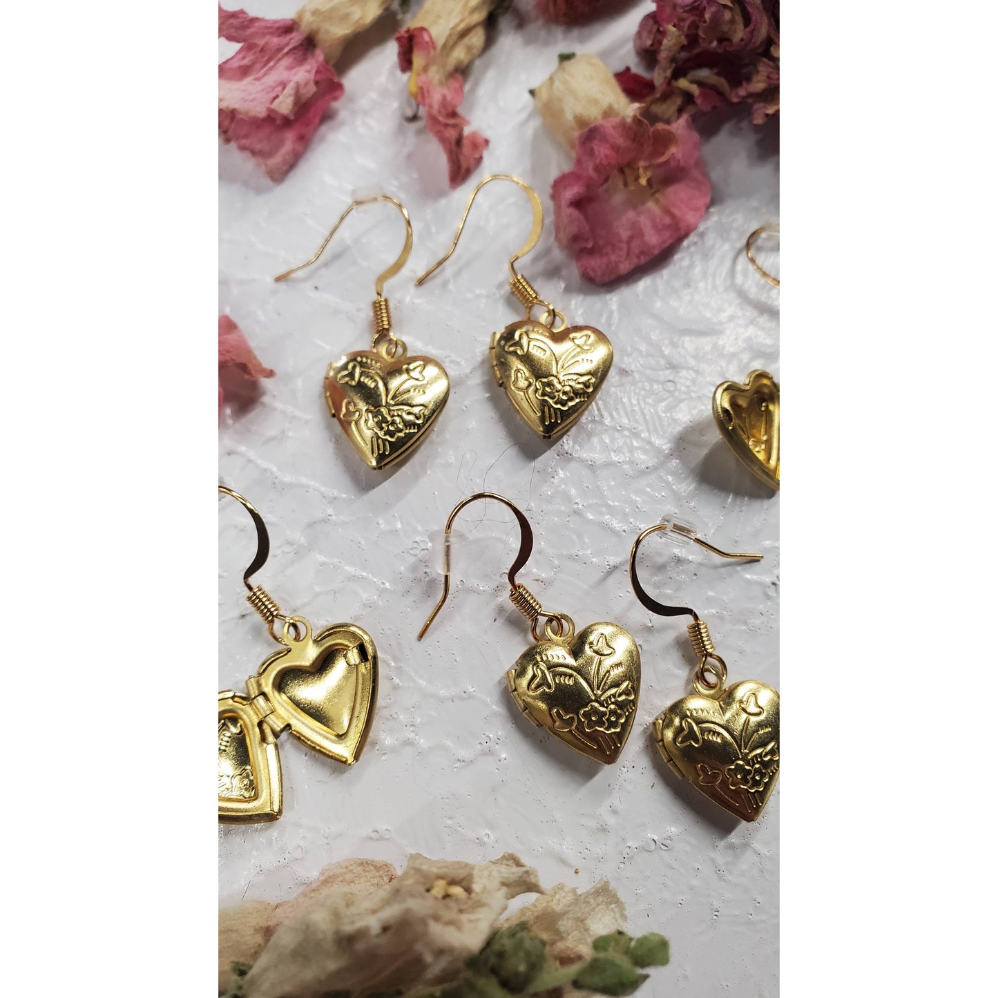 Gold Heart Locket Earrings | Hook Heart-shaped Jewelry