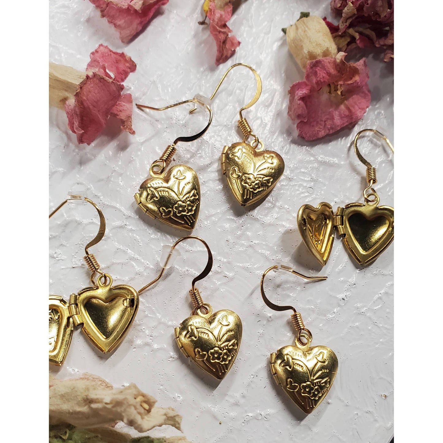 Gold Heart Locket Earrings | Hook Heart-shaped Jewelry