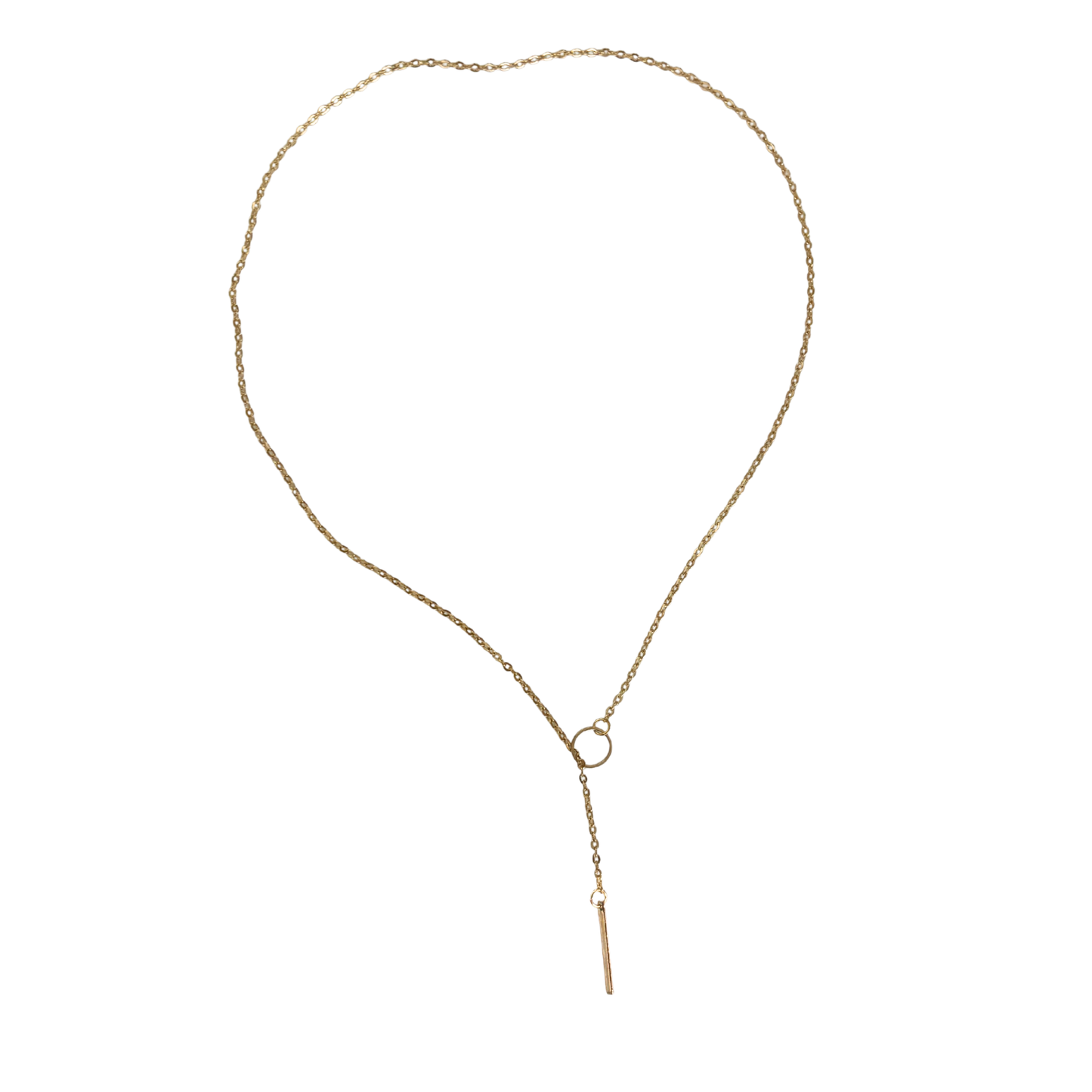 Gold Lariat Minimalist Bar Necklace | Fine Gold Chain with Bar Pendant | Everyday Dainty-Paper & Quartz-The Bullish Store